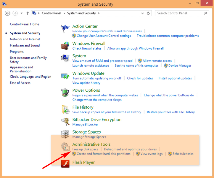 adminstrative tools and Free up disk space
