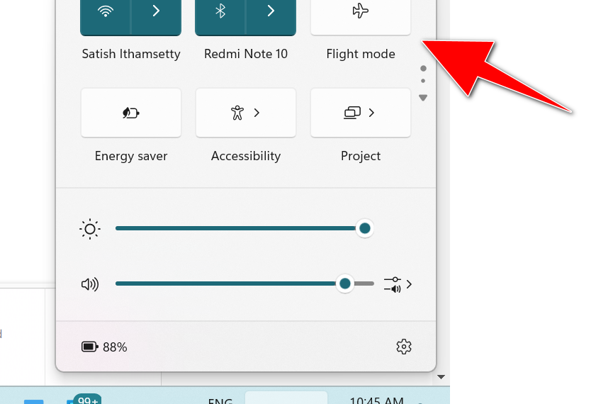flight mode in windows 11 pc