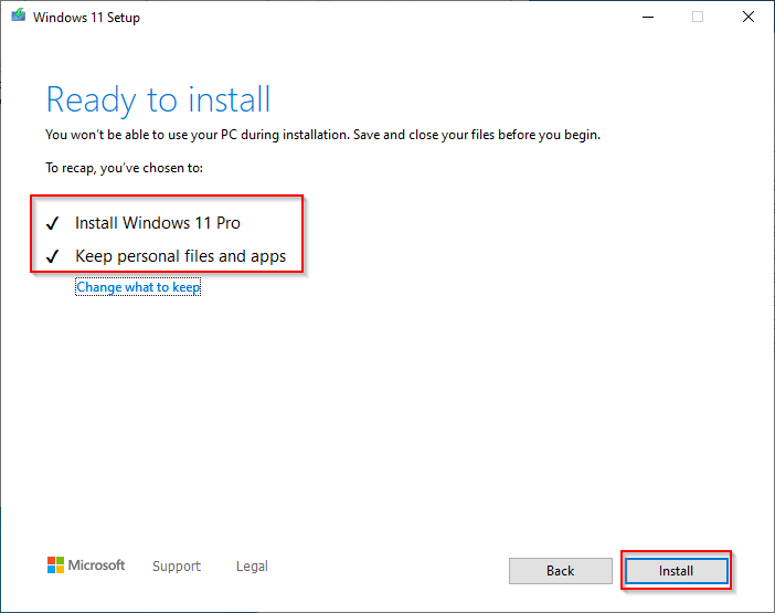 Windows 11 Setup Keep personal files