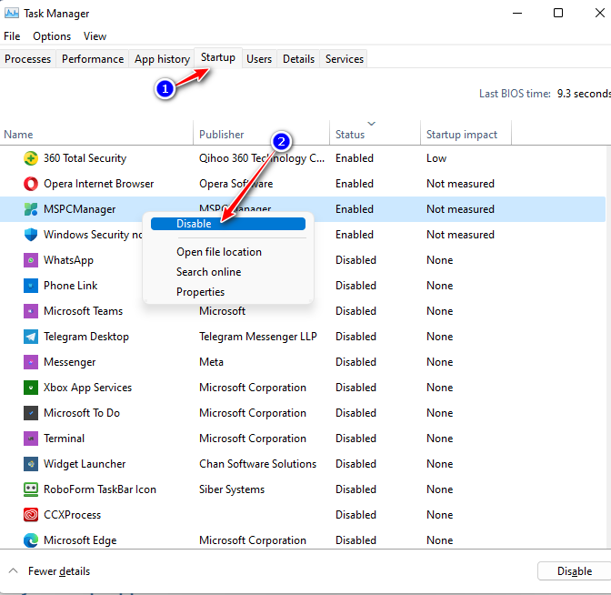 disable apps in task manager