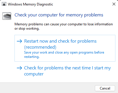 windows memory diagnostic