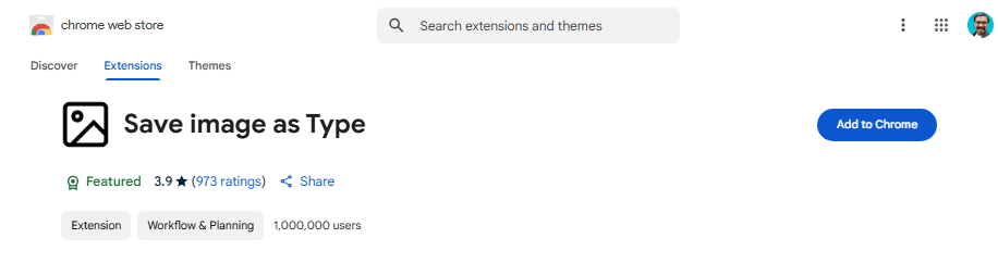 save image as type chrome extension page