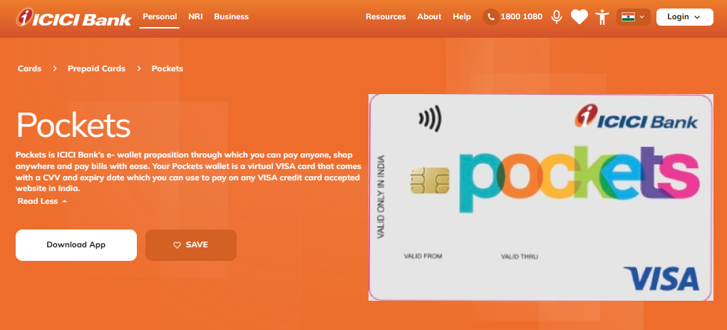 icici virtual card - pockets virtual visa card