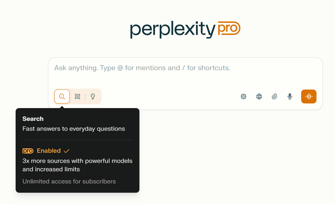 perplexity - Quick Search vs Pro Search