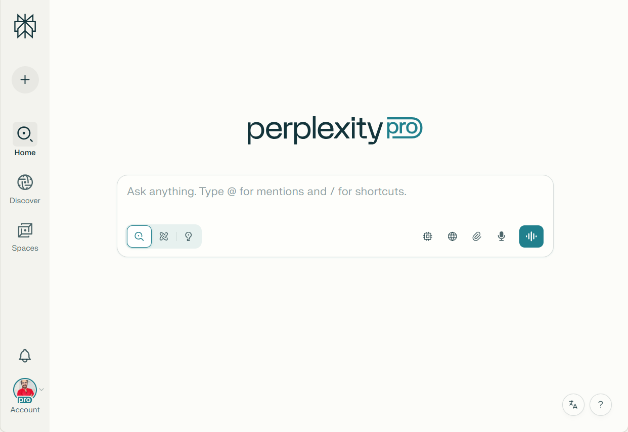 perplexity homepage