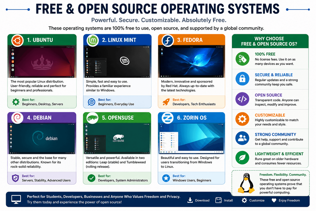 free and open source operating systems
