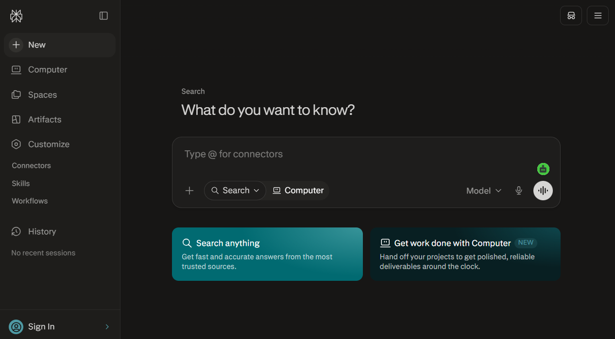 perplexity ai new interface