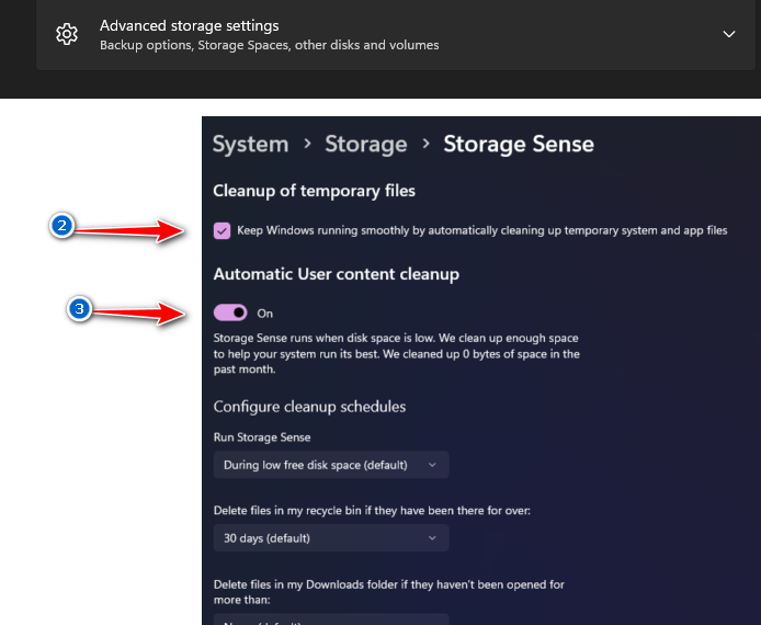 Storage Sense in Windows 11