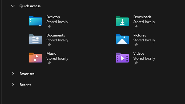 windows quick folder