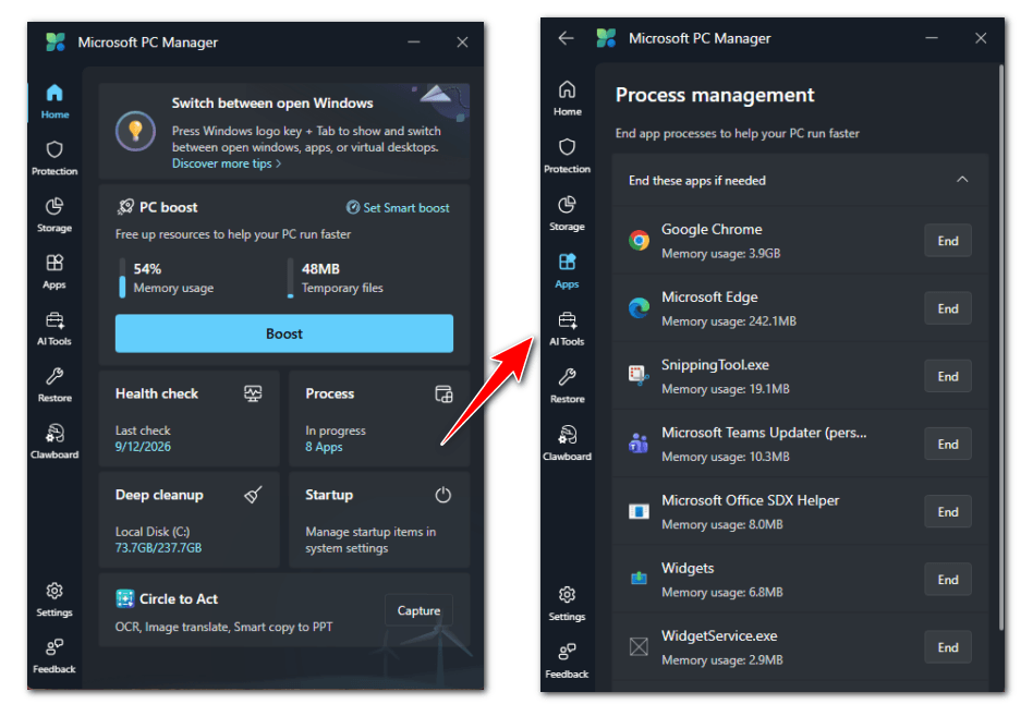 Microsoft PC Manager - Process