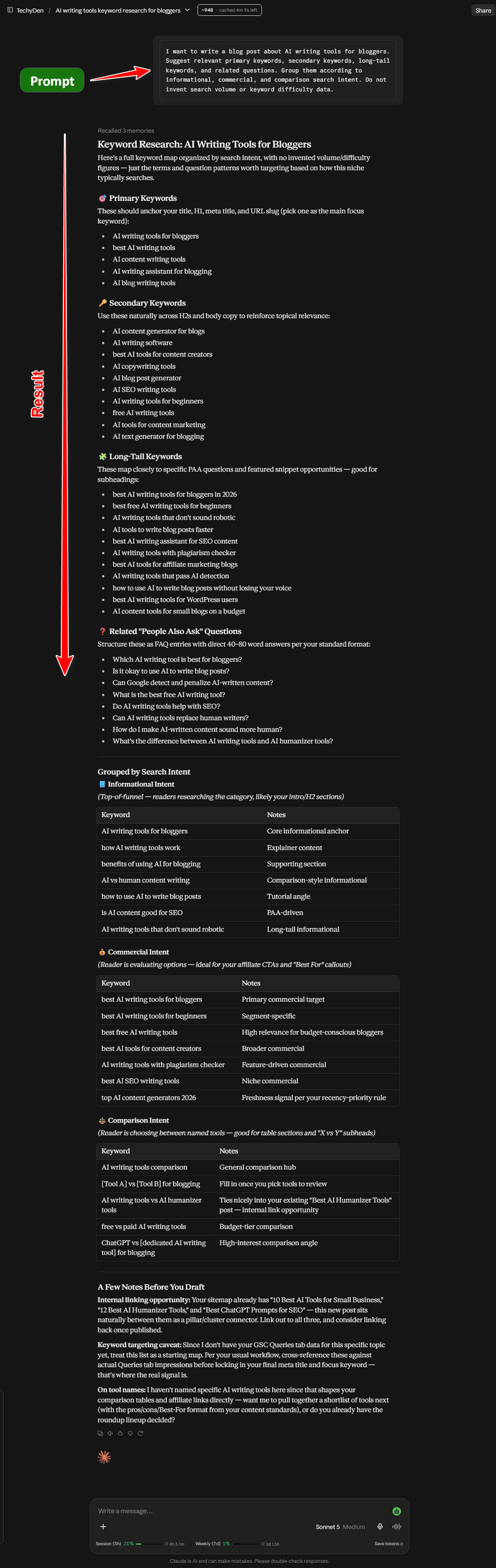 claude ai for keyword research