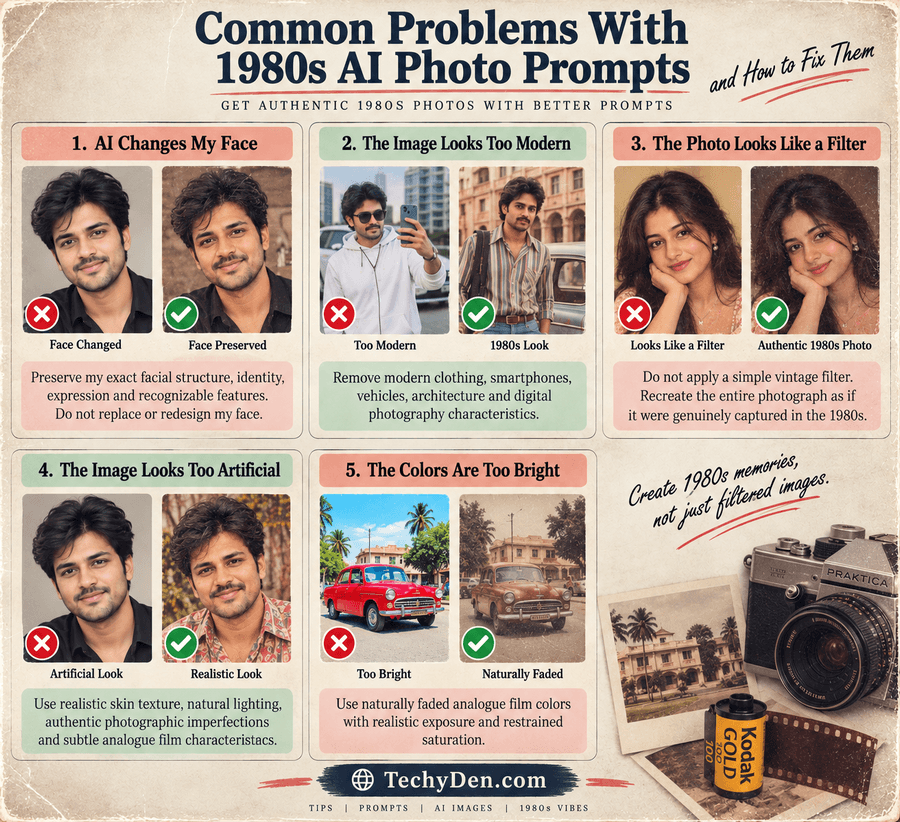 common problems with 1980s AI photo prompts
