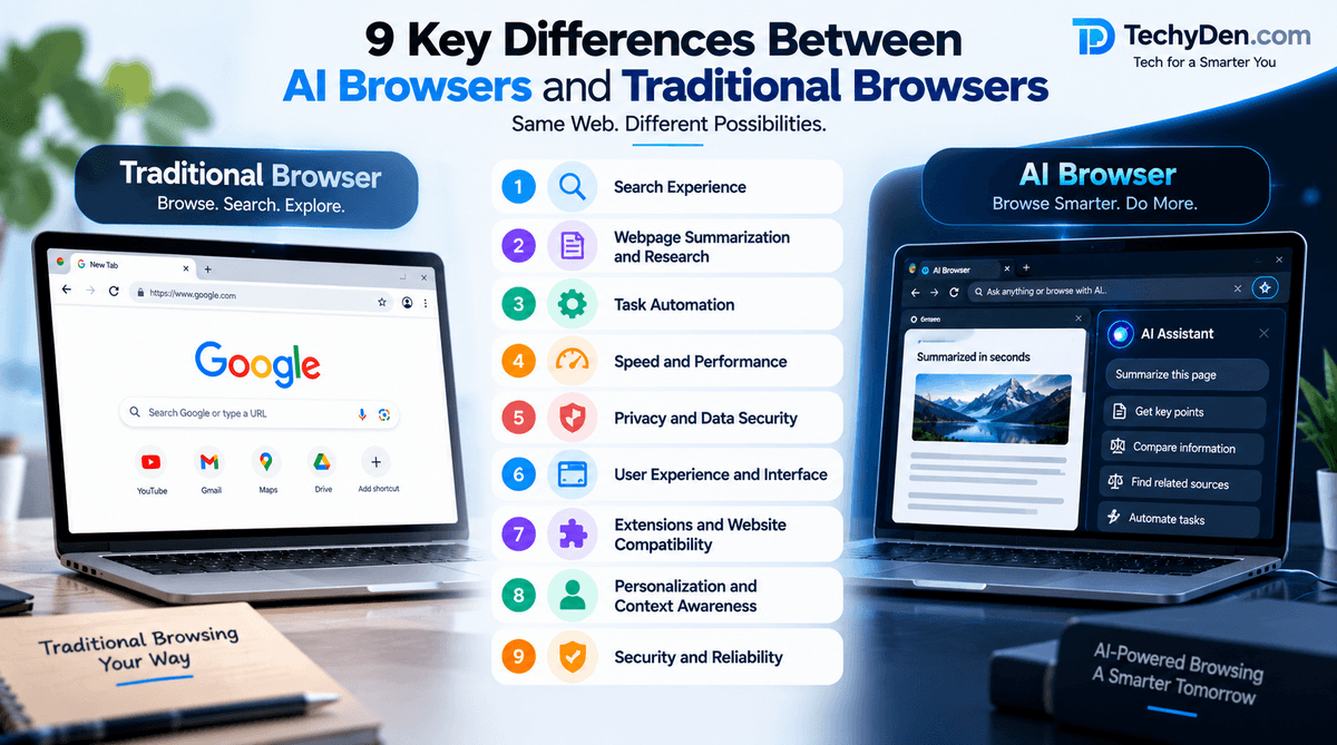 key differences between AI Browser and Traditional Browsers