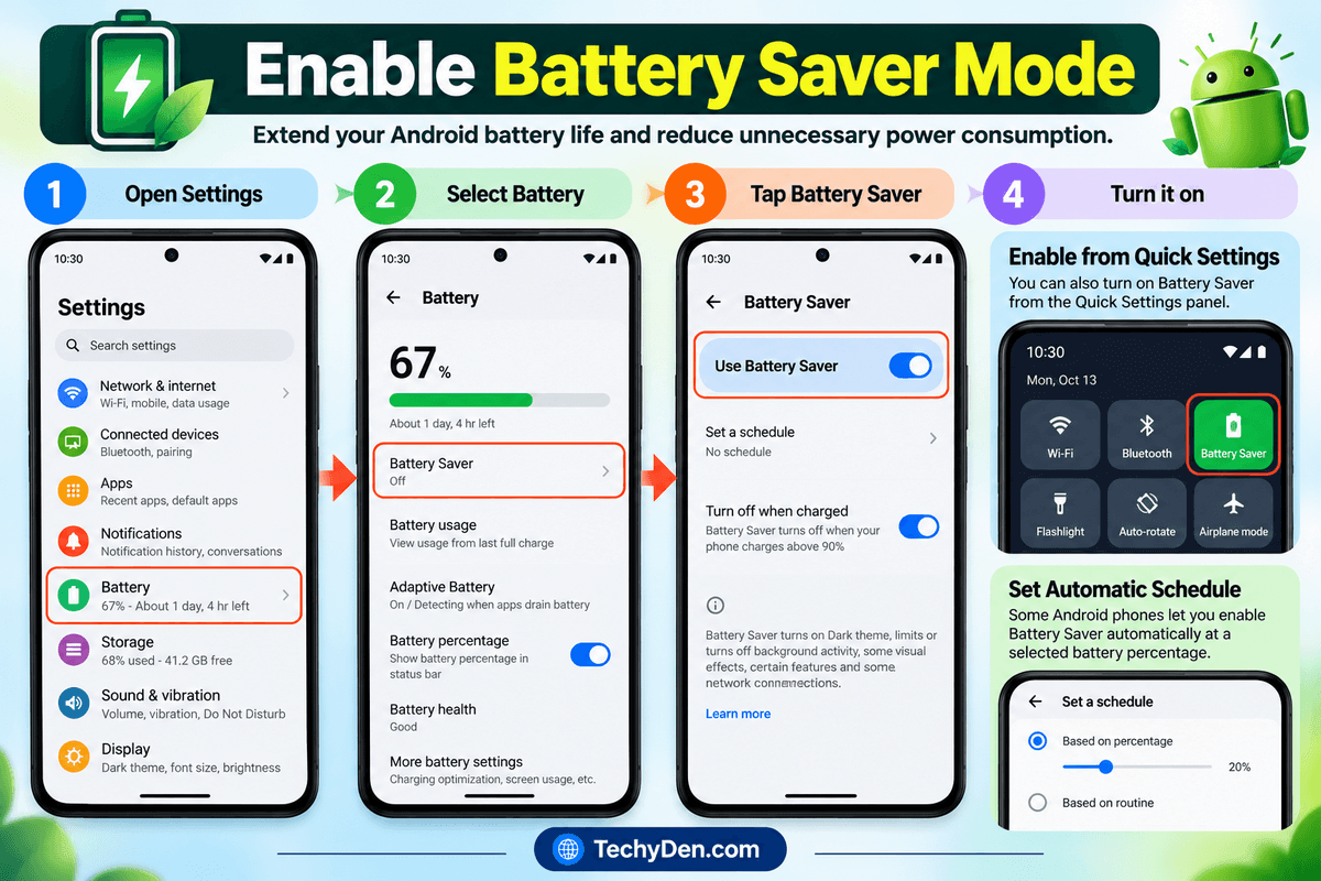 Enable Battery Saver Mode