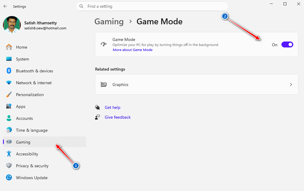 Game Mode - improve gaming