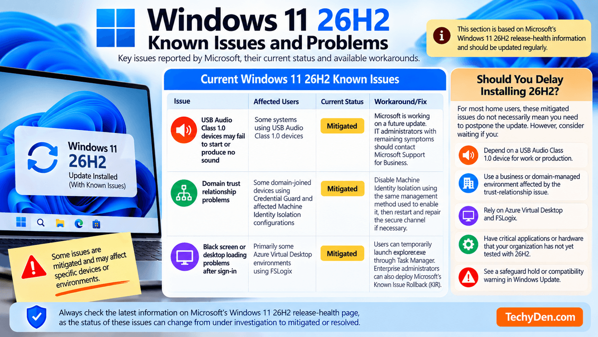 Windows 11 26H2 Known Issues and Problems