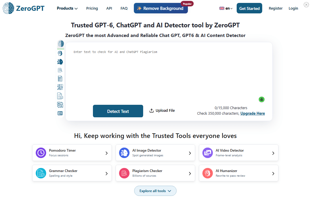 ZeroGPT AI content detector
