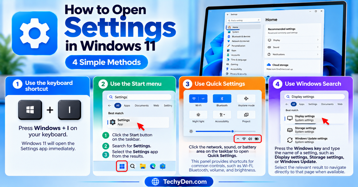 how to open settings in windows 11