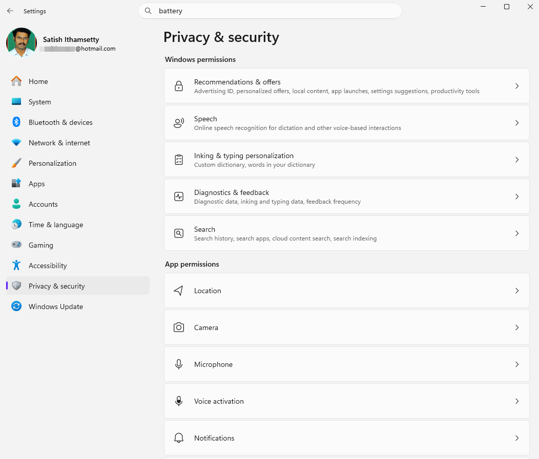 privacy settings in windows 11