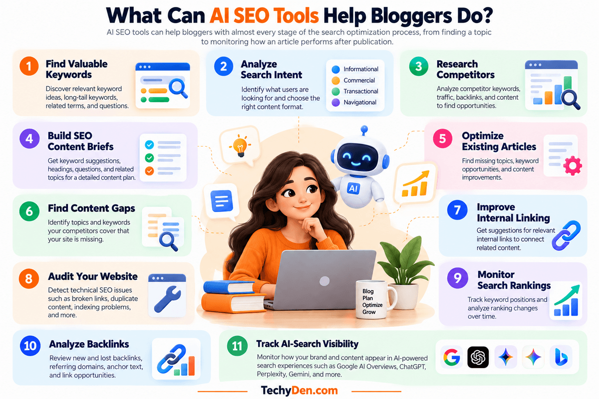 What can AI SEO tools help bloggers do