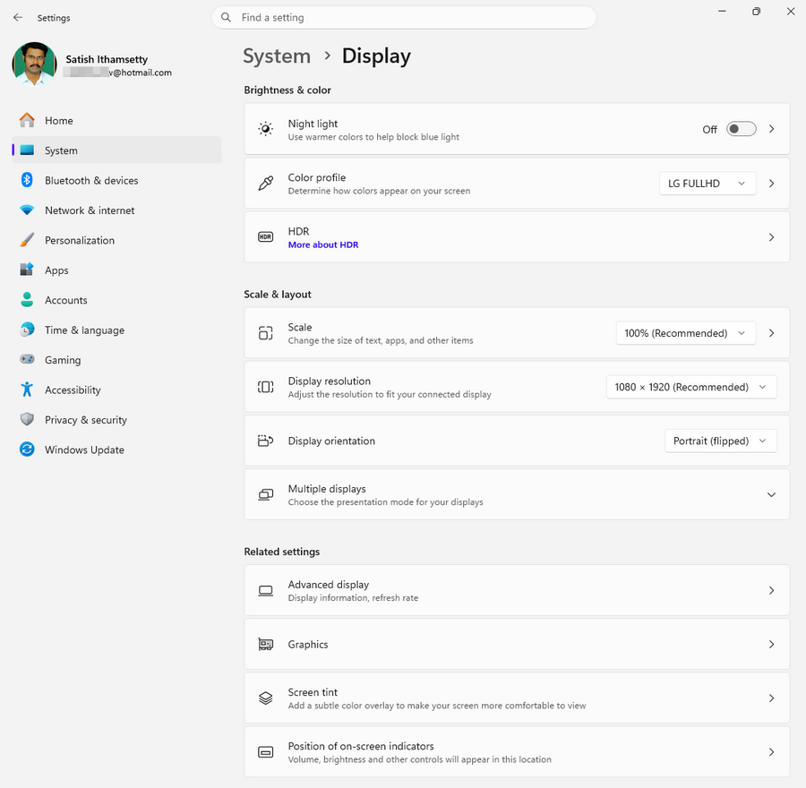 windows 11 display settings
