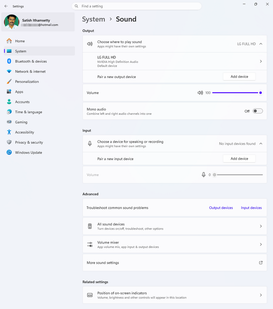 windows 11 - system - sound settings