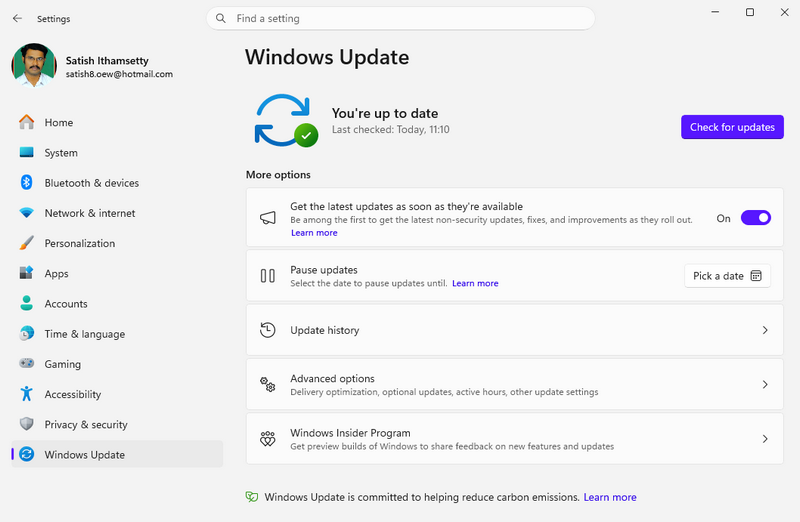 windows Update in windows 11